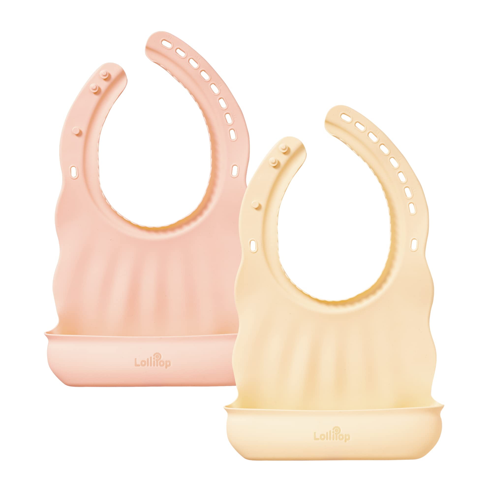 Lollipop Silicone Baby Bibs Set Of 2 | BPA Free, Skin-friendly, Soft, Comfortable, Adjustable Silicone Bibs for Babies & Toddlers | Non-Messy, Durable, Easy Wipe Clean (Misty Rose/Buttermilk)