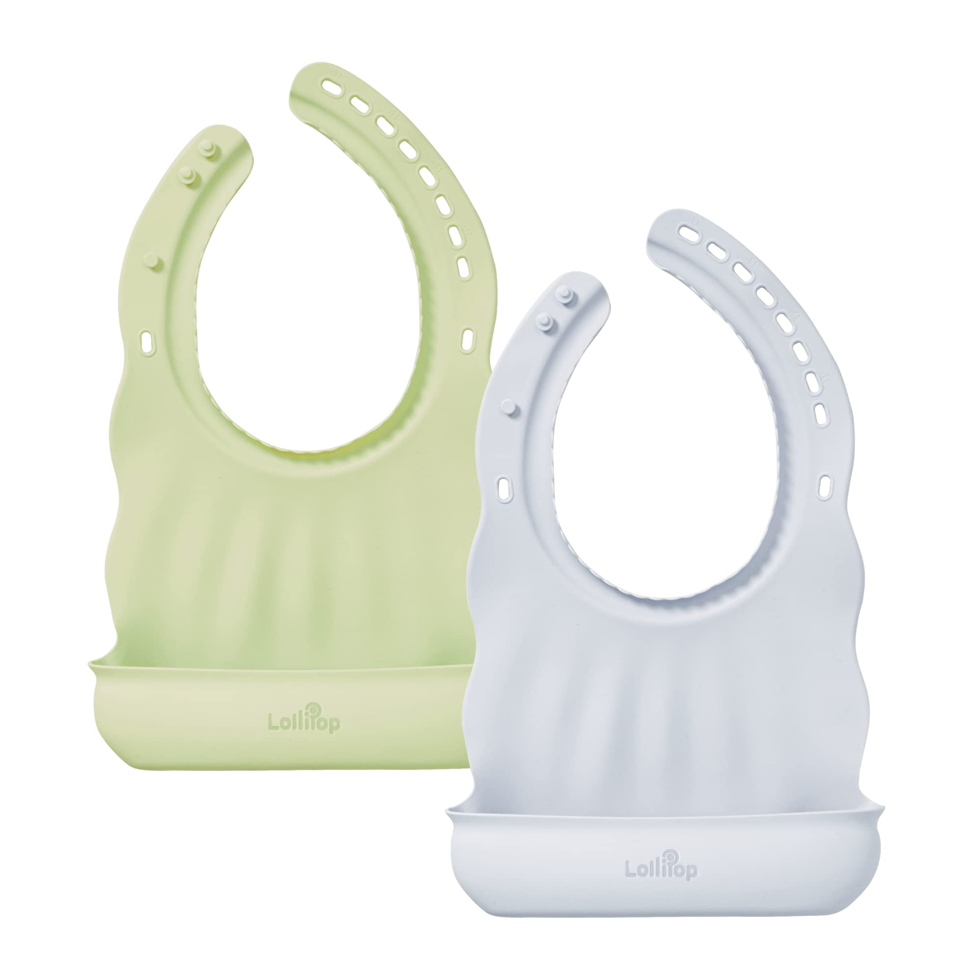 Lollipop Silicone Baby Bibs Set Of 2 | BPA Free, Skin-friendly, Soft, Comfortable, Adjustable Silicone Bibs for Babies & Toddlers | Non-Messy, Durable, Easy Wipe Clean (Blueberry/Apple Green)