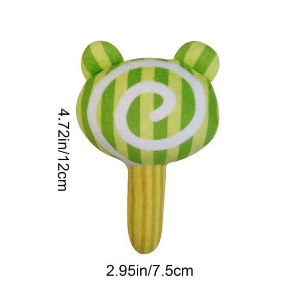 Lollipop Squeaky Crinkle Plush Pet Toy, Soft Crystal Polyester Interactive Chew Toy with Double Sound Design, Lightweight Stress Relief Teething Play Toy For Kittens Small Breed Dogs Indoor Solo Play