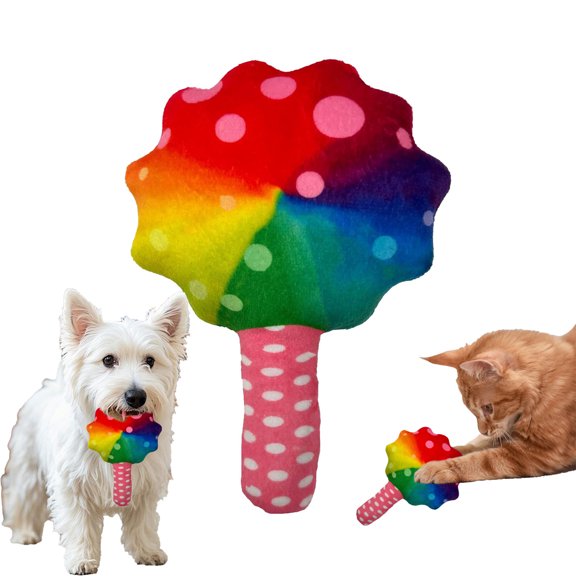 Lollipop Squeaky Crinkle Plush Pet Toy, Soft Crystal Polyester Interactive Chew Toy with Double Sound Design, Lightweight Stress Relief Teething Play Toy For Kittens Small Breed Dogs Indoor Solo Play