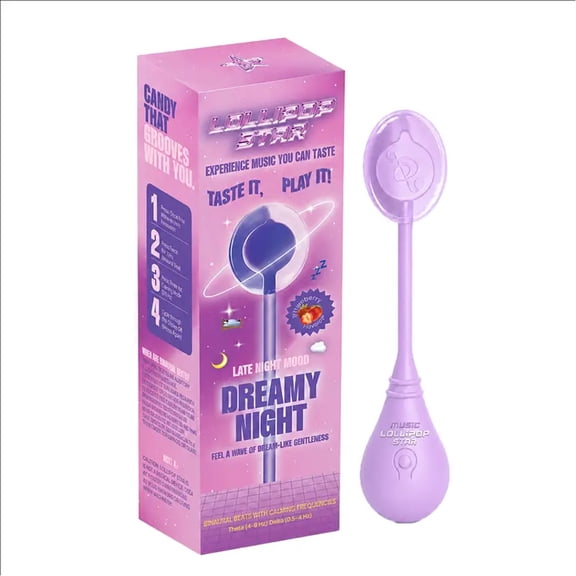 Lollipop Star Music Lollipop Candy Pops - Interactive Audio Sound Candy Suckers, Fruity Hard Candy, Individually Wrapped Novelty Gift for Parties (1PK, Purple, Dreamy Night)