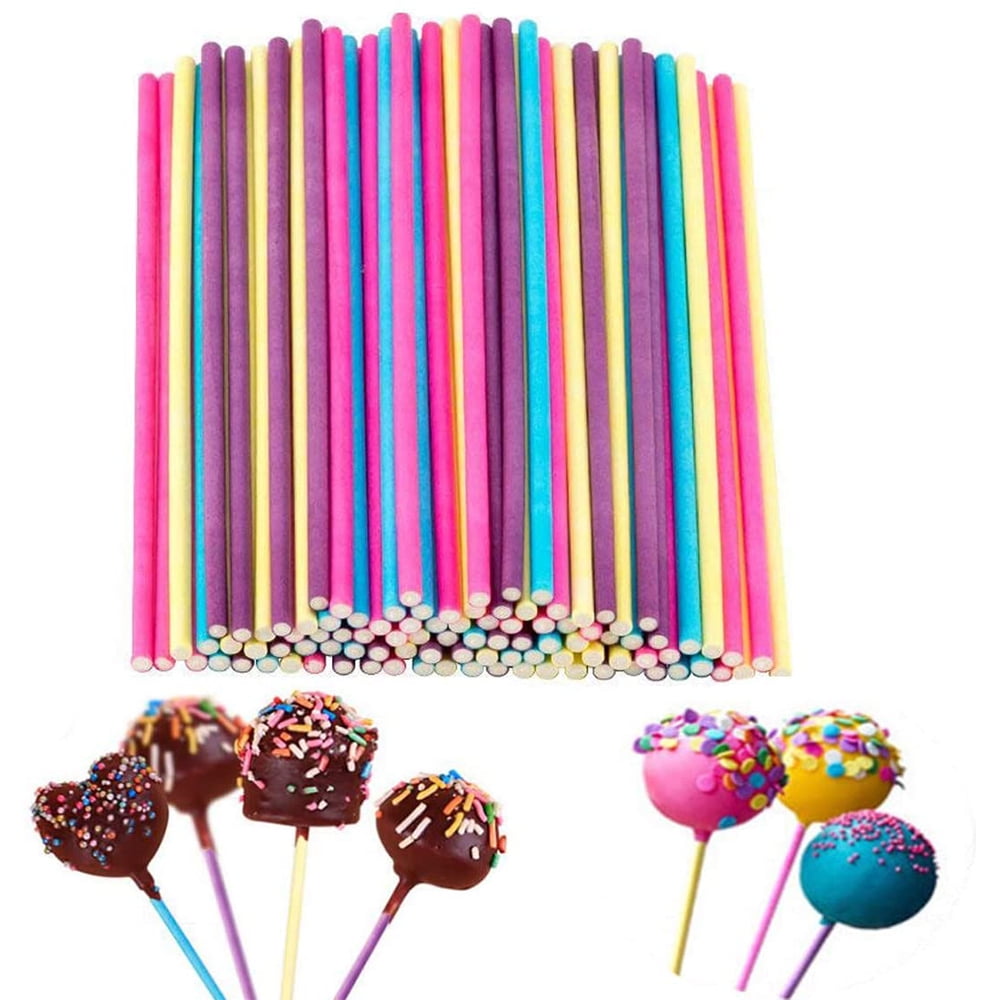 Cake Pop Sticks and Bag Cake Pop Sticks and Wrapper Set Each of 100 Pieces  Parcel Bags Treat Sticks and Colorful Metallic Wire for Lollipops Candies