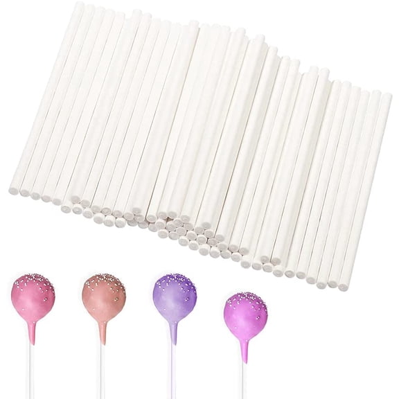 Lollipop Sticks, 200PCS White Paper Lollipop Sticks 6 Inch Lollipop Treat Sticks Sucker Stick for Chocolate,Cake Topper,Rainbow Candy, Cake Pops(3.5mm)