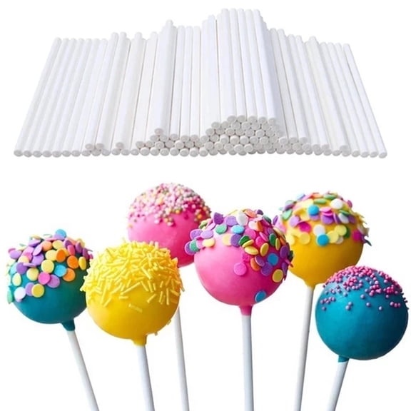 Lollipop Sticks, Fmnung 100 Pack Food Grade Paper Candy Sticks, 3.9 Inch Heat Resistant Baking Sticks for Cake Pops and Chocolates, Smooth Edge Non Toxic for DIY Baking Crafts