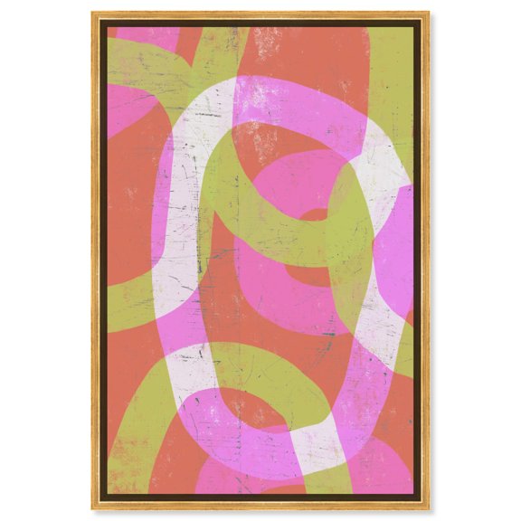 Lollipop Sunset Modern Abstract Geometric Canvas Wall Art by Art Remedy, Gold Floater Frame, 36"x54"