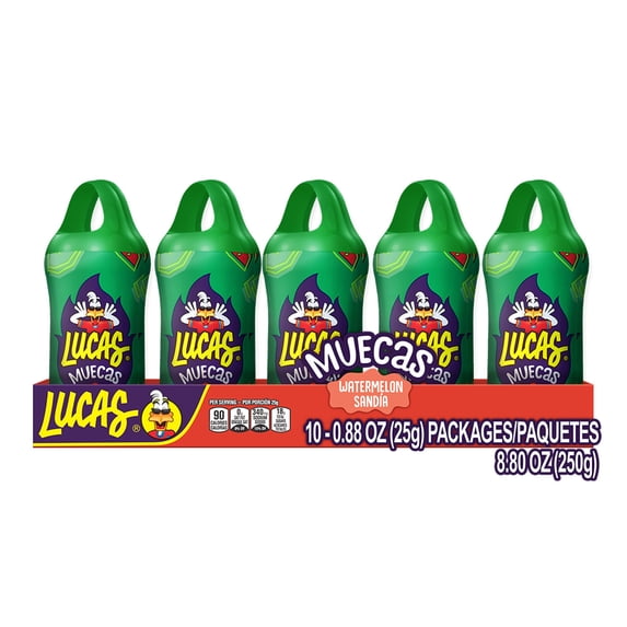 Lollipop Watermelon Flavor Candy Pieces Pack Lucas Muecas 0.96Oz