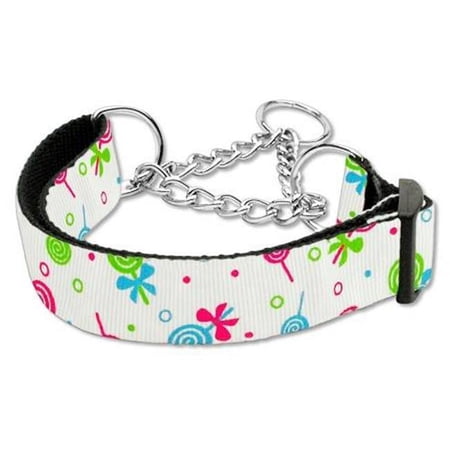 Lollipops Nylon Ribbon Collar Martingale Medium White