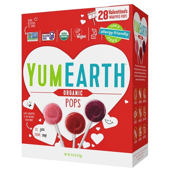 Lollipops Variety - Box Allergy Friendly Top 9 Free No Artificial Dyes... Valentines Candy 28 Count