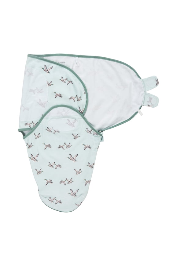 Baby Swaddle Sack, 100% Cotton, Velcro Closure & Easy Change Zipper, Mallard Duck Print
