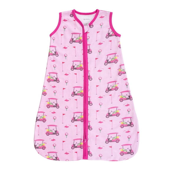 LollyBanks 0.5 TOG Cotton Baby Sleep Sack, 2-Way Zipper, Wearable Blanket, Pink Golf Print