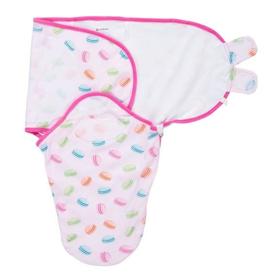 LollyBanks Baby Swaddle for Girls, 100% Organic Cotton Infant Sleep Sack 3-6 Months with Easy Zipper, Gentle and Airy Swaddles for Newborns, Adjustable Baby Sleeping Bag (Macaron Print)