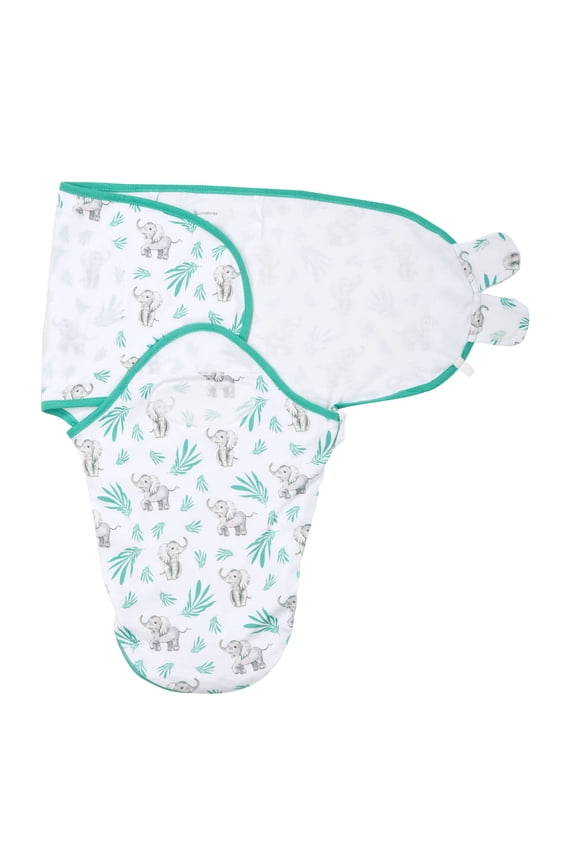 Baby Swaddle Sack, 100% Cotton, Velcro Closure & Easy Change Zipper, Baby Elephant Print