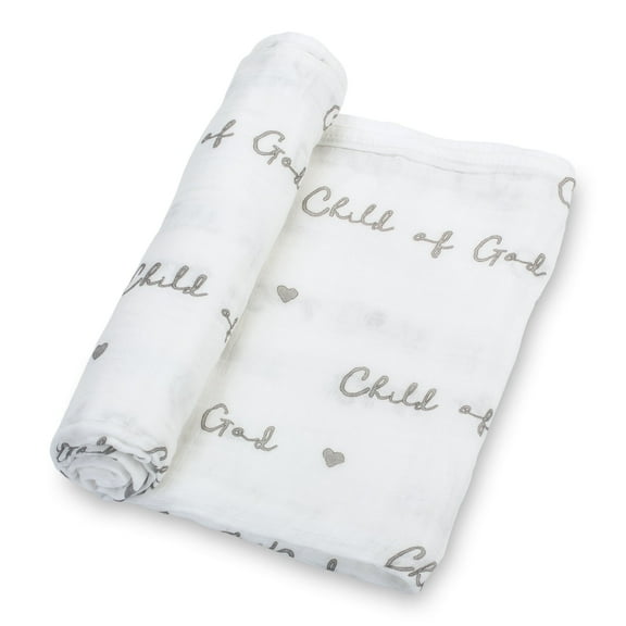 LollyBanks Child of God Baby Muslin Swaddle Blanket 100% Cotton 47"x47" 1-Pack