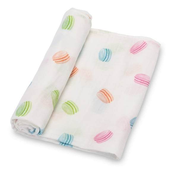 LollyBanks Macarons Swaddle Blanket 100% Muslin Cotton; 47 x 47 inches Soft Breathable Muslin Baby Swaddles, Unisex for Girls and Boys, Baby Care Essentials, Registry and Gift