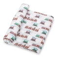 thumbnail image 1 of LollyBanks Muslin Swaddle Blankets, 100% Cotton Baby Blanket for Boys and Girls, Soft and Lightweight 47 x 47 Inches Infant Swaddle, Gentle Newborn Blankets, Baby Essentials (Animal Train Print), 1 of 7