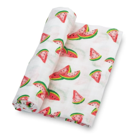 LollyBanks Watermelon Bliss Baby Muslin Swaddle Blanket- 100% Muslin Cotton - 47"x47" - 1 Pack