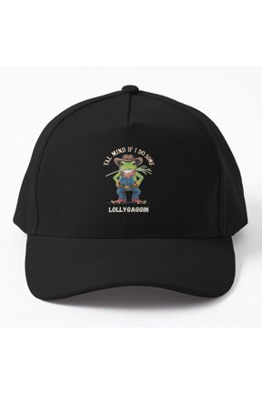 Lollygagging Cowboy Frog Baseball Hat, Retro Western Character Quote Design Cap