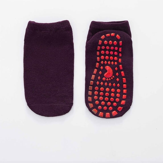 Lolmot 100%Cotton Casual Socks for Kids Soft Breathable Solid Color Non Slip Crew Socks Comfortable Crew Socks Yoga Socks