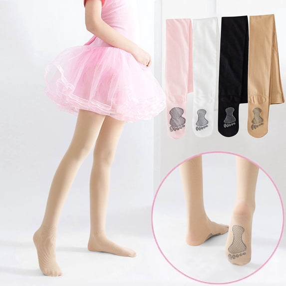 Lolmot 100%Cotton Dance Tights for Girls Soft Comfortable Stretch Thin Leggings Non-Slip Athletic Tights Uniform Tights For Girls