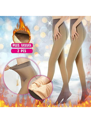 Winter Warm Fleece Pantyhose Lined Natural Skin Color Leggings Slim  Stretchy Tights for Women Outdoor With Feet 300g Coffee Transdermal