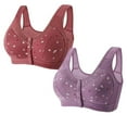 thumbnail image 1 of Under $5,Lolmot 2PC Sports Bras for Women's Plus Size Front Button Bra Wirefree Floral Print Back Support Posture Bra Soft breathable Everyday Bra, 1 of 2
