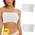 thumbnail image 1 of Lolmot 2PC Strapless Bras for Women Plus Size Stretch Bandeau Crop Tube Top Non Padded Wireless Bra Comfortable White Strapless Bralette on Clearance, 1 of 6