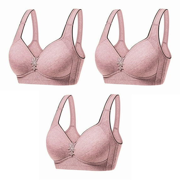 Lolmot 3PC/5PC Bras for Women No Underwire Solid Color Sexy Gathered Push Up Bras Wireless Minimizer Bras Comfortable Breathable Underwear Bra