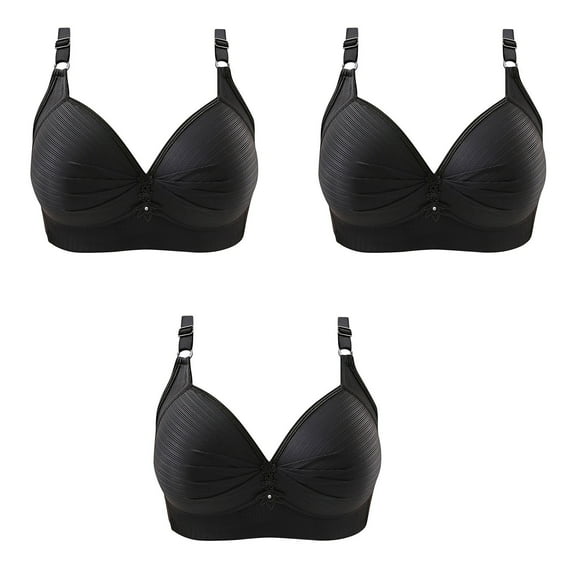 Lolmot 3PC/6PC Push Up Bras for Women Solid Color Small Chest Gathered Daily Bra Underwear No Rims Sexy Bras