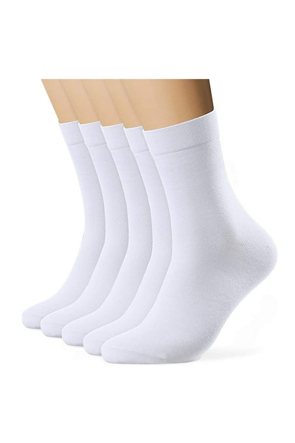 Lolmot 5/10 Pairs Socks for Men Solid Color Business Socks Moisture Wicking Super Soft Bamboo Dress Socks Classic Lightweight Cotton Breathable Crew Socks Black/White