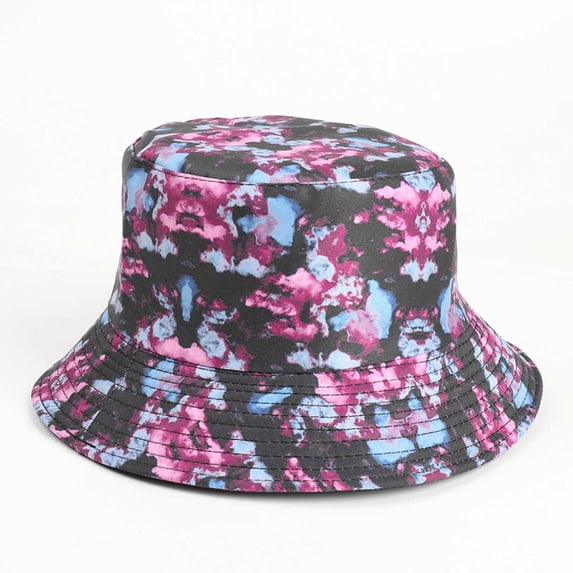 Lolmot Adult Men Women Bucket Hat Color Painted Tie-Dyed Double Sided Fisherman Hats Outdoor Sunscreen Sun Hats