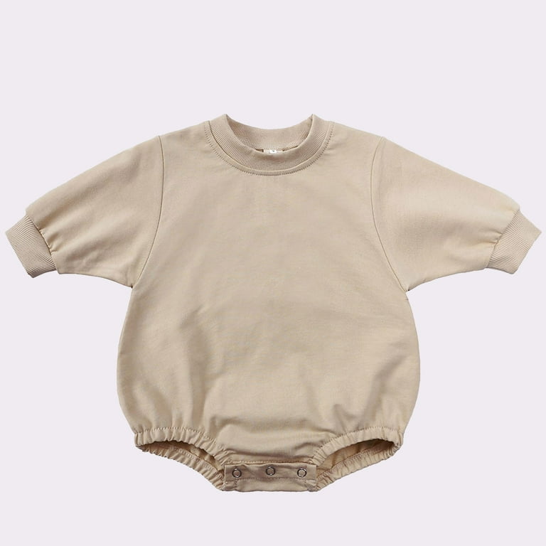 Lolmot Baby Girls Boy Solid Sweatshirt Romper Crewneck Pullover