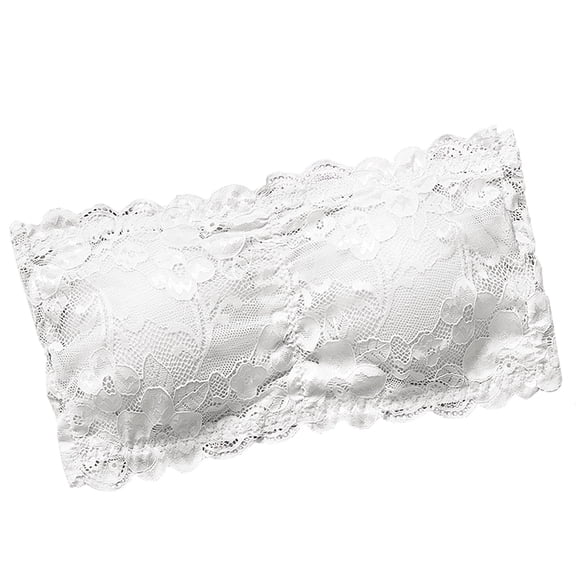 Lolmot Bandeau Bra for Women Lace Floral Bralettes Stretchy Chest Wrap Non Padded Tube Top Sexy Strapless Bras for Women