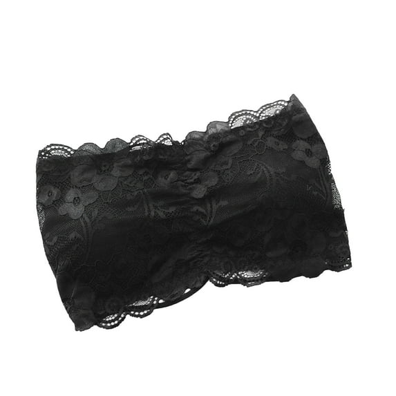 Lolmot Bandeau Bra for Women Lace Floral Bralettes Stretchy Chest Wrap Non Padded Tube Top Strapless Bras for Women Lace Bralette Tops