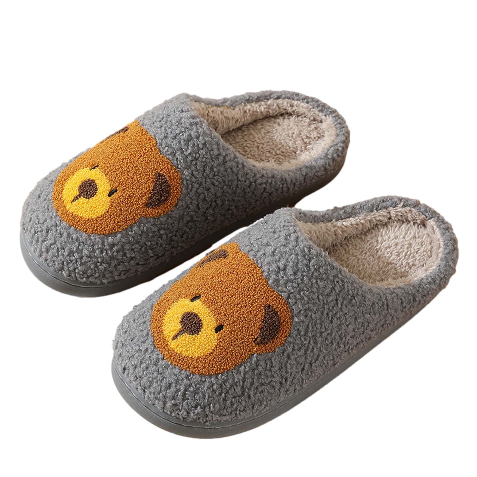 Super Soft Cartoon Bear Slippers For Women & Men - Cozy Plush Indoor/Outdoor Slides With Non-Slip Sole
