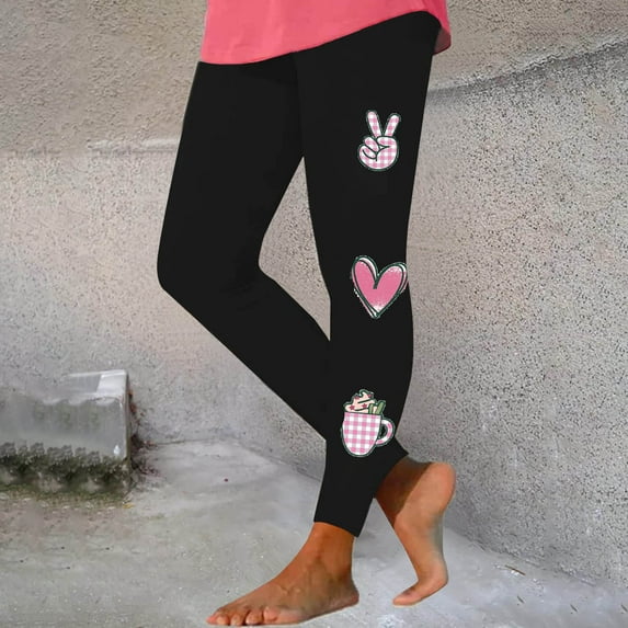 Lolmot Black Leggings Women Christmas Costumes Xmas Deer Santa Snowflake Print Ankle-Length Tights High Waisted Workout Leggings Lightweight Soft Stretchy Yoga Pants