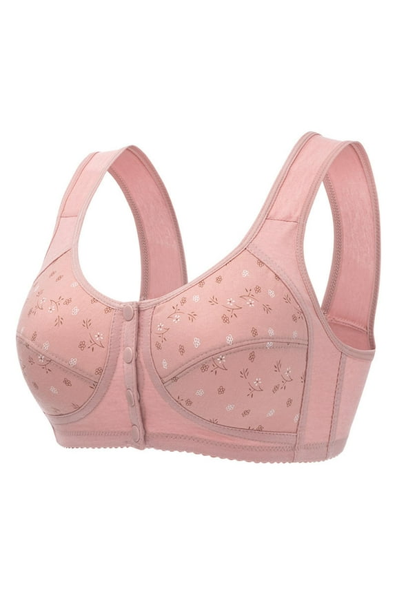 Bras for Women Full Coverage Front Button Embroidered Glossy Comfortable Breathable Bra Underwear No Rims Sports Bra Vest