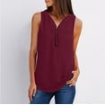 thumbnail image 1 of Under $5.00,Lolmot Business Casual Clothes for Women Plus Size Tank Tops Summer Solid Color Zip Front V Neck Sleeveless Shirts Loose Fit Tunic Tops, 1 of 5
