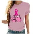 thumbnail image 1 of Lolmot Cancer Shirt for Women Breast Cancer Awareness T-Shirt Pink Ribbon Boxing Gloves Print Shirts Short Sleeve Round Neck Tee Tops, 1 of 4