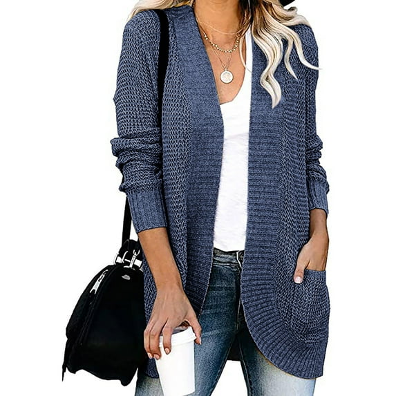 Up to 65 off!Lolmot Cardigan Sweaters for Women Long Sleeve Open Front Cardigan Casual Curved Hem Soft Knit Sweaters Loose Outwear Coat with Pockets
