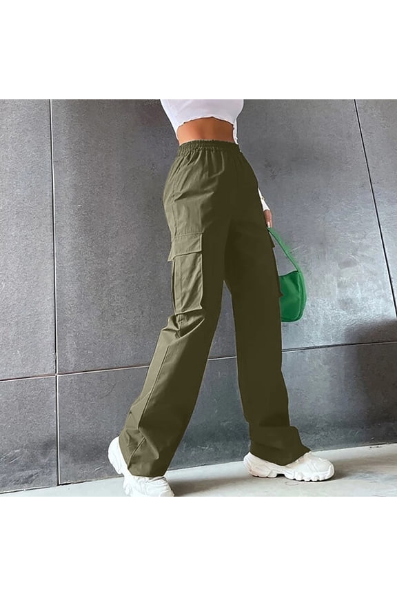 Up to 65 off!Lolmot Cargo Pants Women Casual Elastic Waist Drawstring Pants Straight Leg Sweatpants Loose Fit Trousers Y2K Pants with Pockets