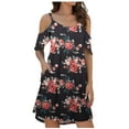 thumbnail image 1 of Lolmot Casual Summer Dresses for Women Plus Size Sexy Floral Print Off the Shoulder Short Sleeve Elegant Pockets Midi Dress Loose Tank Suspenders Dress Summer Swing Beach Sundress, 1 of 5