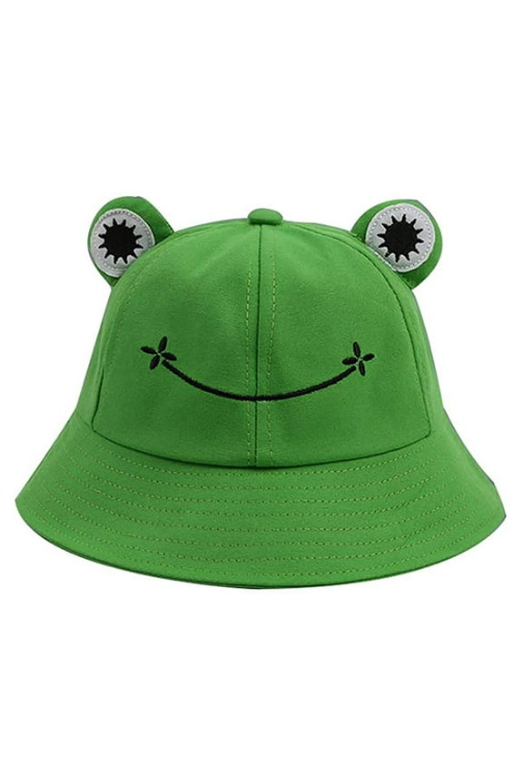 Children Kids Cute Frog Bucket Hats Fisherman Cap Summer Beach Sun Protection Cap Wide Brim Fisherman Hat