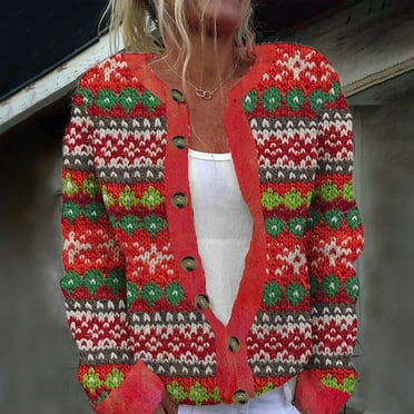 Lolmot Christmas Cardigan for Women Ugly Christmas Sweater Xmas Holiday Santa Claus Tree Snowman Open Front Knit Sweaters Outerwear