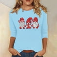 thumbnail image 1 of Lolmot Christmas Gnome Shirt for Women Ugly Santa Graphic Print Tee Tops Cute Holiday 3/4 Sleeve O-Neck Pullover Tops Fall Holiday Thanksgiving Tops, 1 of 4