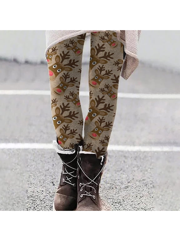 Christmas Leggings for Women Plus Size High Waist Workout Pants Snowman Snowflake Santa Claus Print Ultra Soft Brushed Ankle Length Leggings Tights