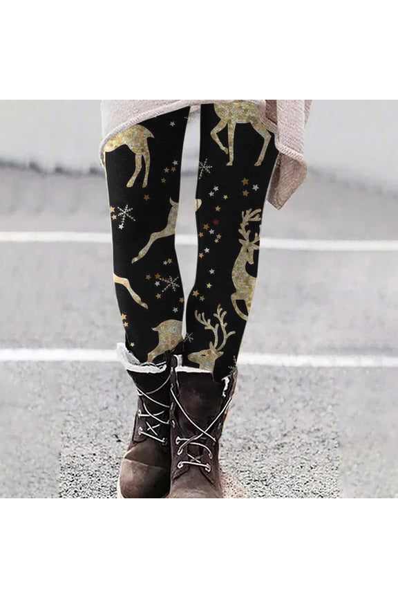 Christmas Leggings for Women Plus Size High Waist Workout Pants Snowman Snowflake Santa Claus Print Ultra Soft Brushed Ankle Length Leggings Tights