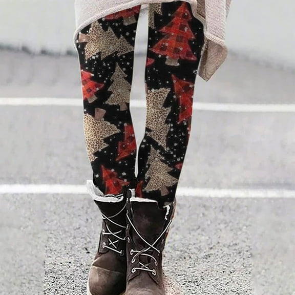 Lolmot Christmas Leggings for Women Plus Size High Waist Workout Pants Snowman Snowflake Santa Claus Print Ultra Soft Brushed Ankle Length Leggings Tights