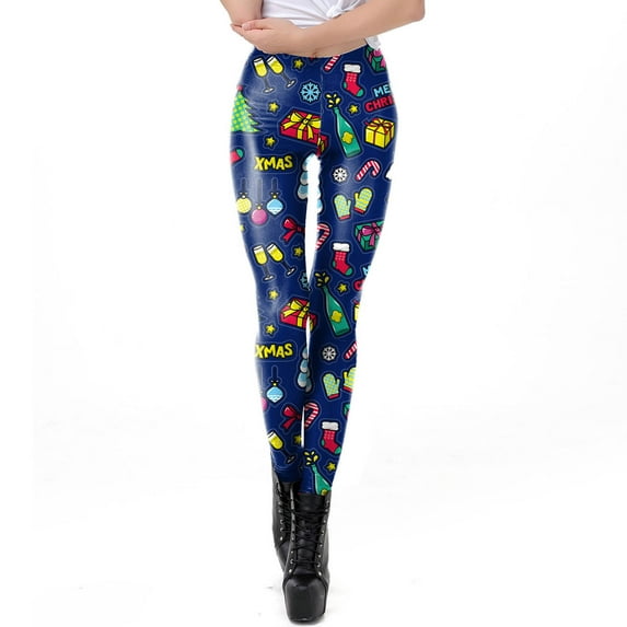 Lolmot Christmas Leggings Women's Funny High Waisted Workout Leggings Deer Xmas Santa Snowflake Print Ankle-Length Tights Pair with Ugly Christmas Sweaters Lightweight Soft Stretchy Yoga Pants