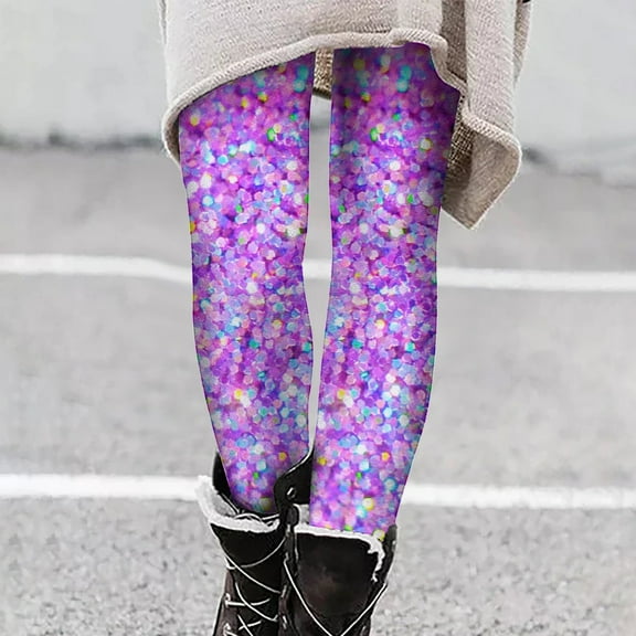 Up to 65 off!Lolmot Christmas Leggings Women's High Waisted Workout Leggings Lightweight Christmas Stimulate Glitter Print Ankle-Length Tights Soft Stretchy Yoga Pants
