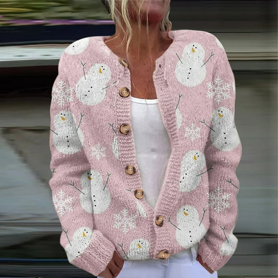 Up to 65 off!Lolmot Christmas Sweaters for Women Xmas Tree Snowman Santa Fun Patterns Cute Cardigans Merry Winter Button Down Knit Sweaters Outerwear